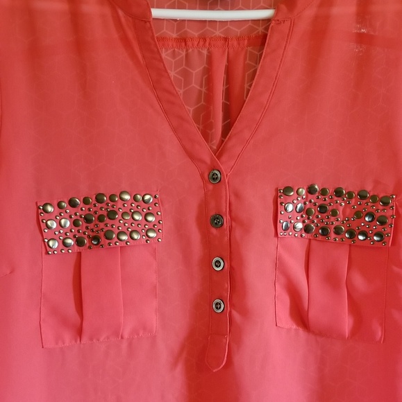 Sheer coral women's top - Picture 2 of 3